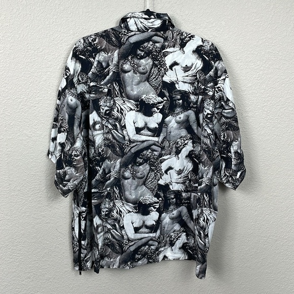 New Undercover Statue Print Short Sleeve Button Up Shirt Mens Sz 5 - Picture 9 of 16